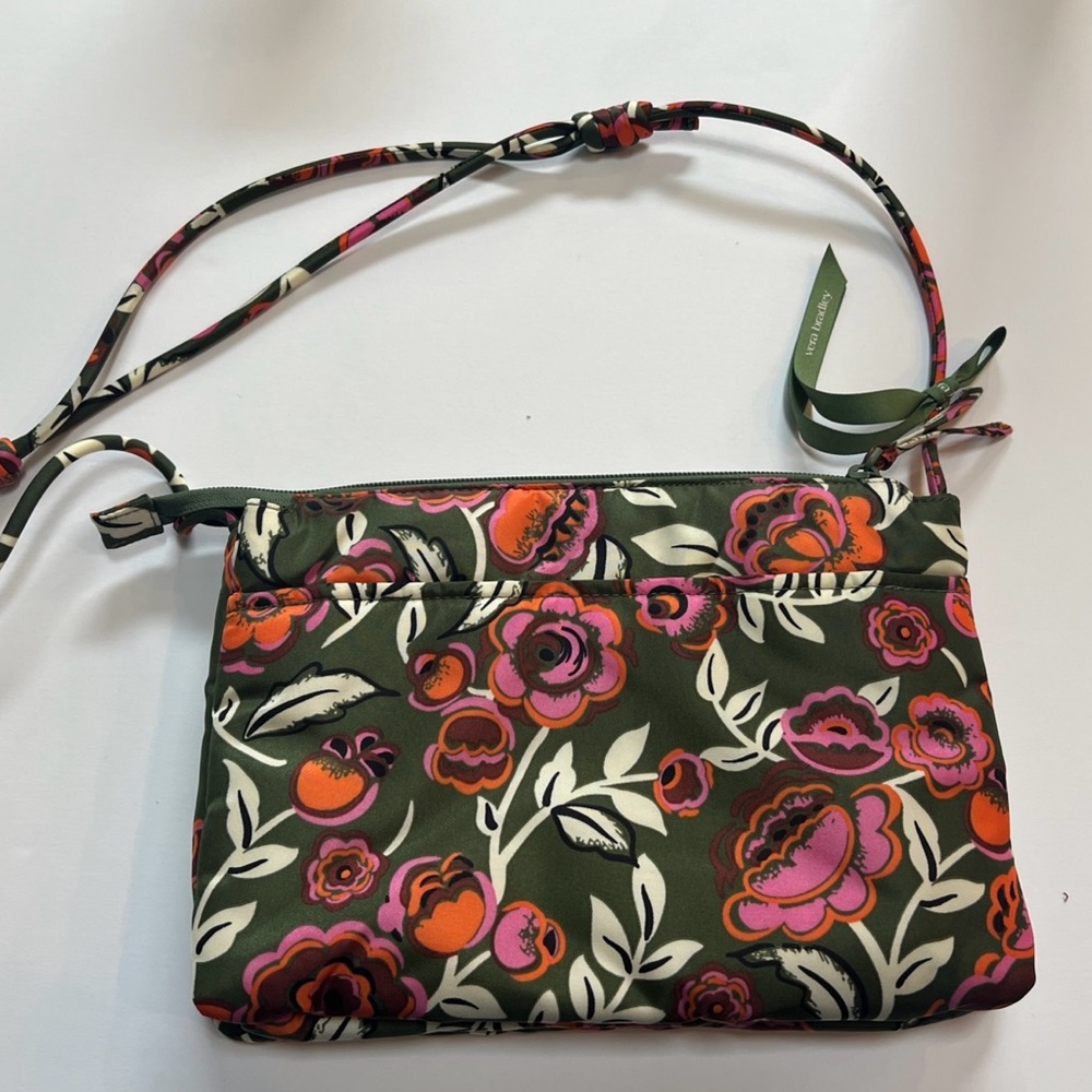 Vera Bradley Bubbly Flowers Green Foxbury Crossbody - NWOT